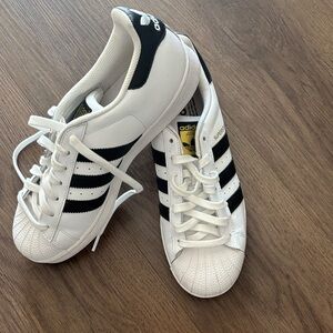 adidas White and Black Superstar Sneakers - Women's